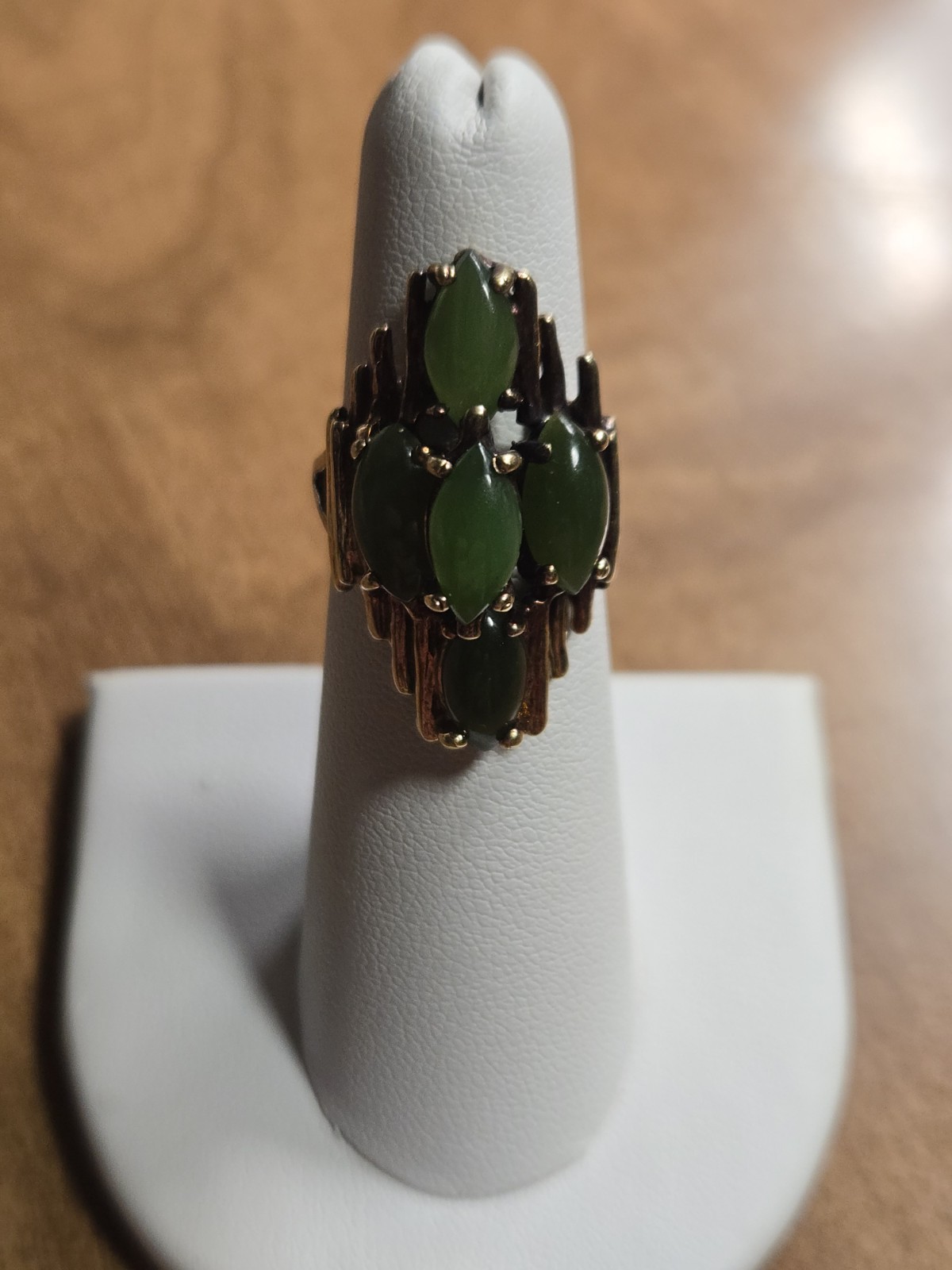 Vintage 14KT Gold Nephrite Jade Cabochon Ring 6.43g – Size 5 – Acid Tested As-Is