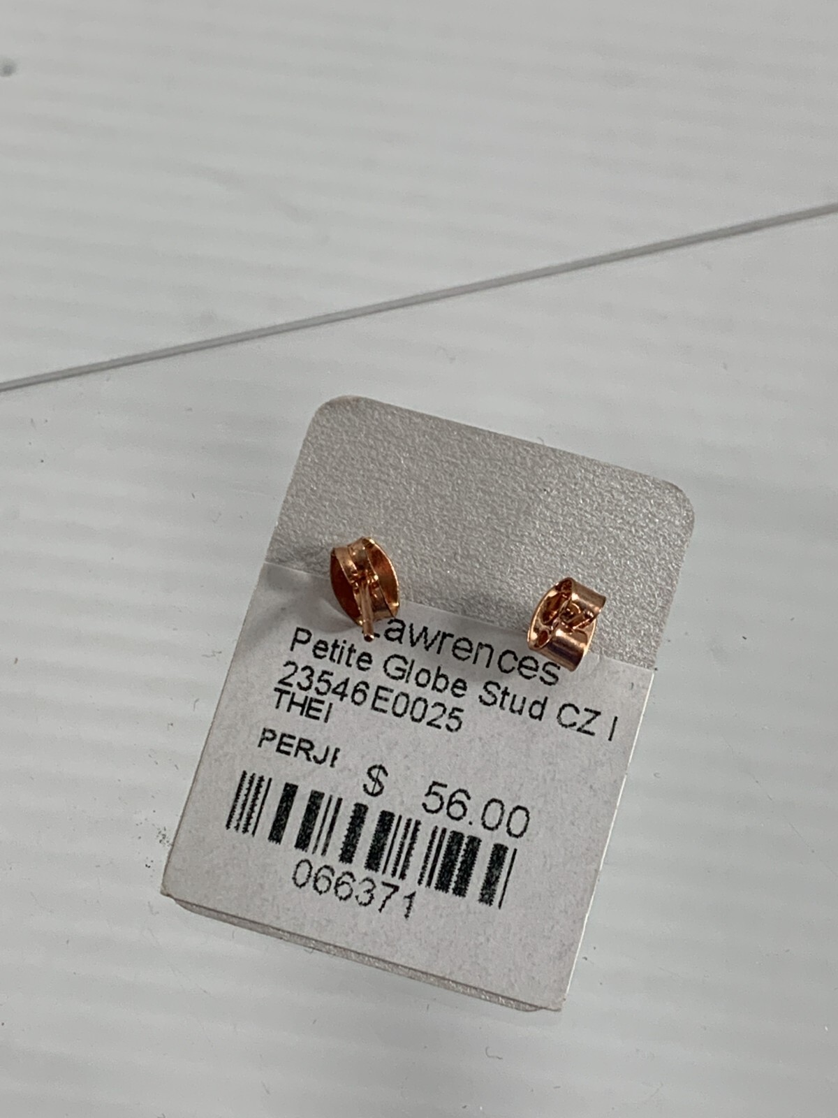 Theia Jewelry Earrings Petite Globe Stud Rose Gold Finish Over Brass New on Card