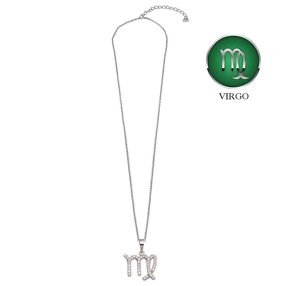 VIRGO ZODIAC SIGN NECKLACE PENDANT LAB SIMUALTED DIAMONDS / 925 STERLING SILVER
