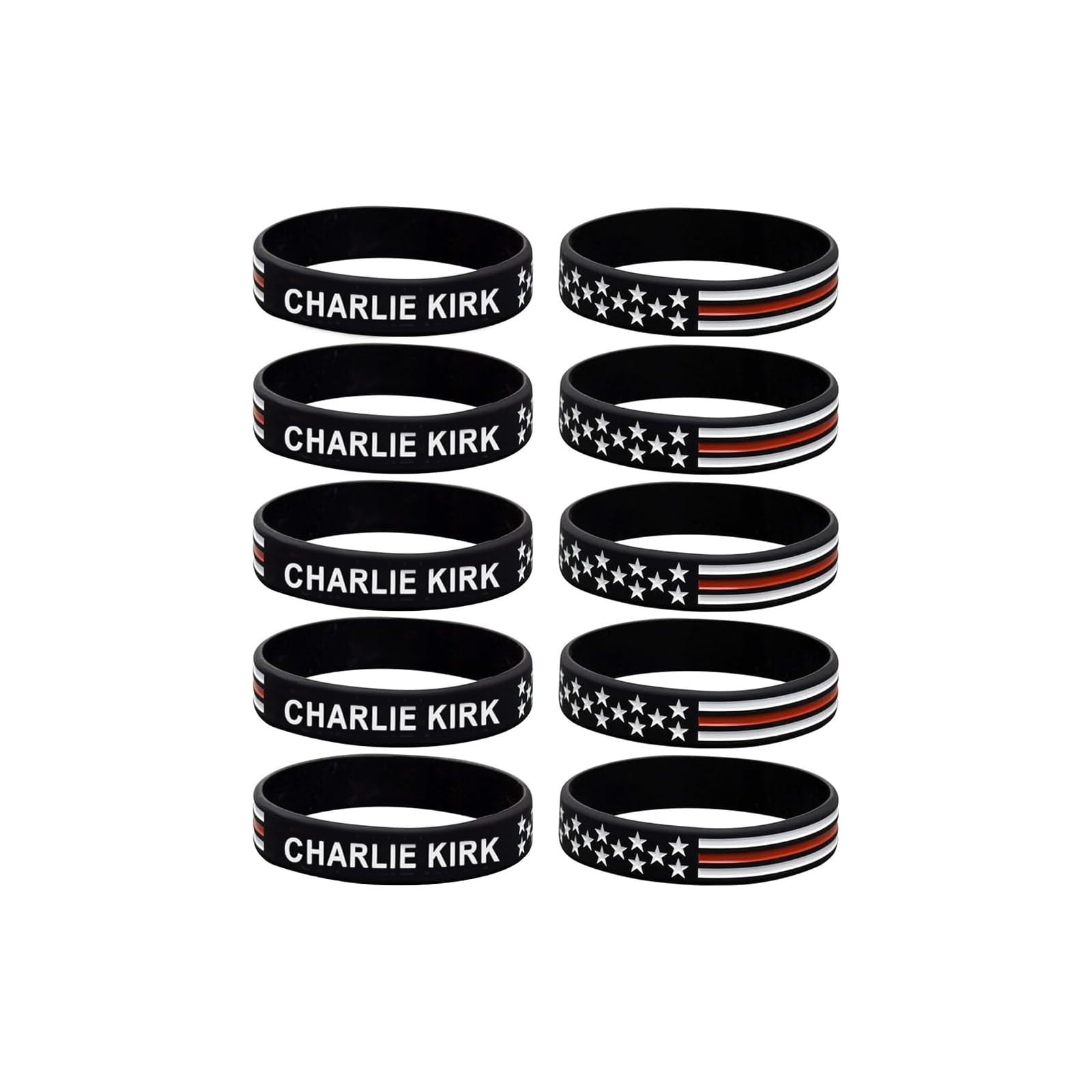 Charlie Kirk Silicone Bracelet, 10Pcs Hero Freedom Merch USA Rubber Bracelets…
