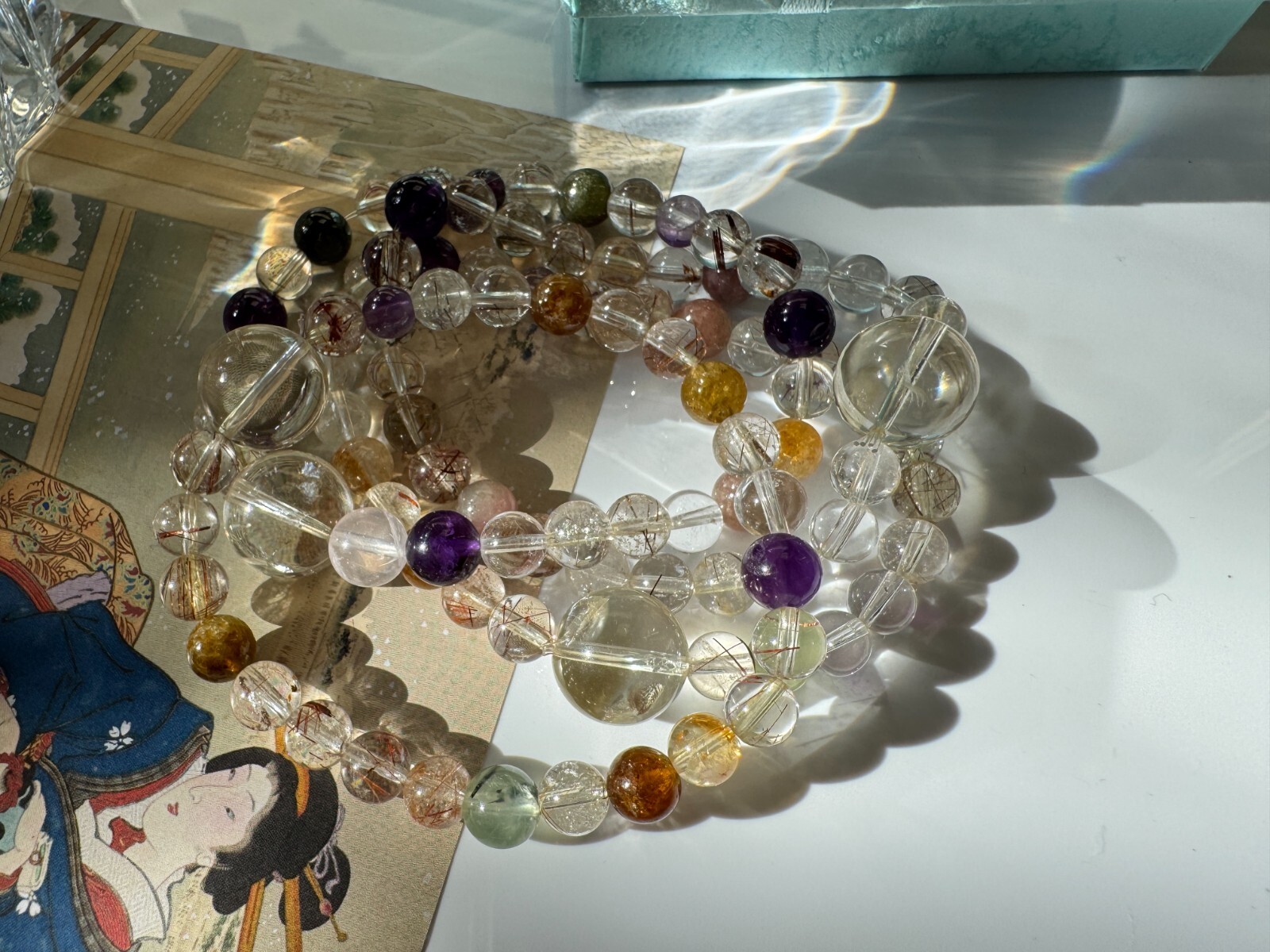 MultiGemstone Quartz Crystal Vibrant Energy and Harmony Handcrafted
