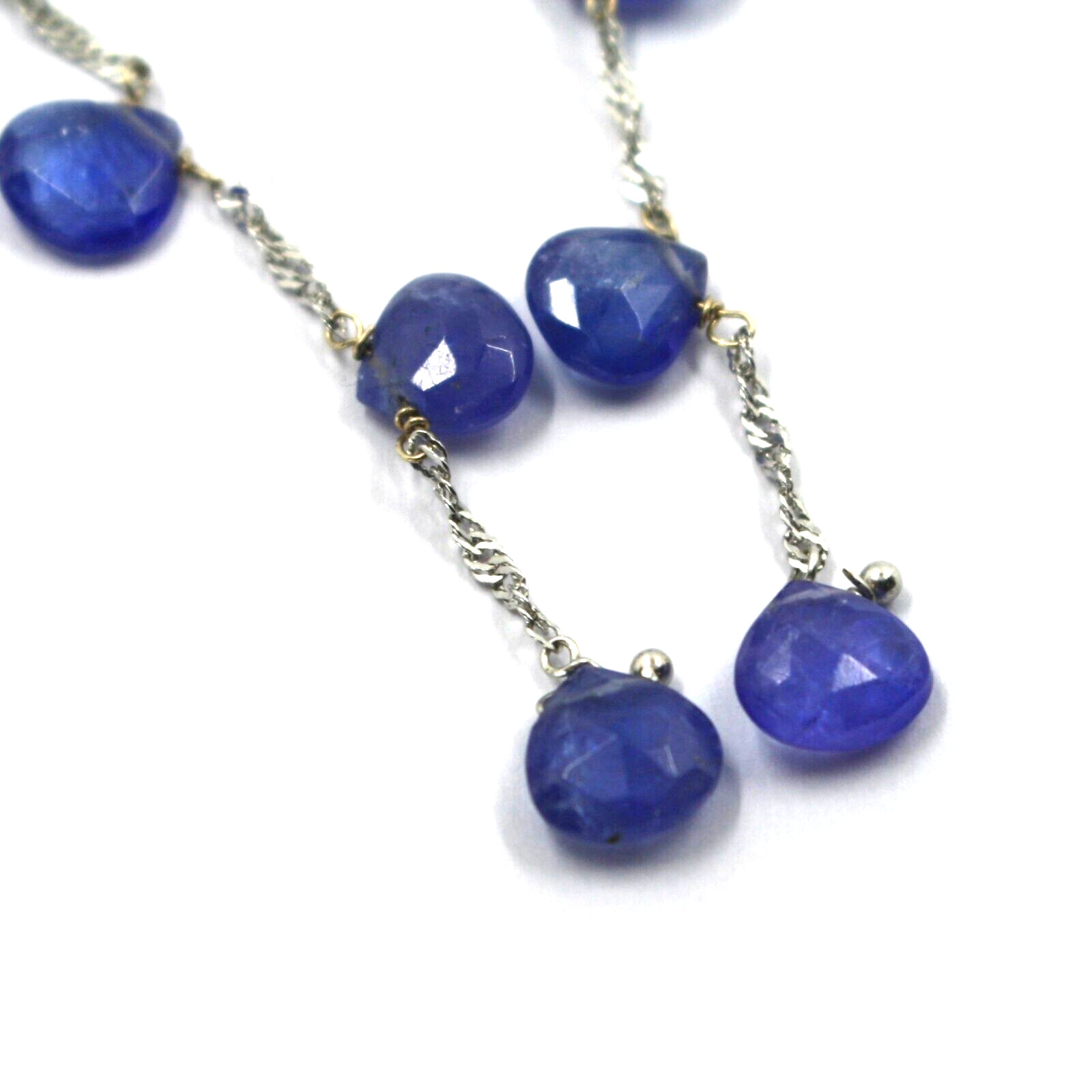 18k white gold 7.2cm 2.8″ pendant earrings with natural blue 7mm tanzanite drops