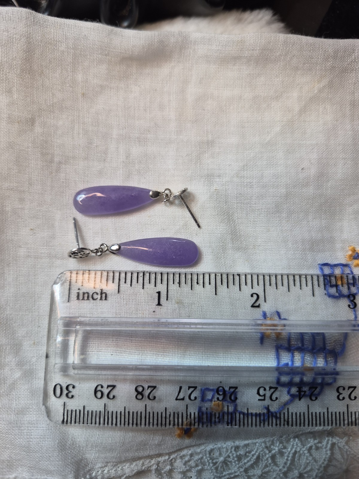 Georgous Lavender Jade 925 stud dangle earrings Good Fortune :)