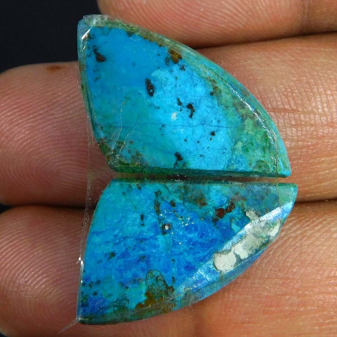 20.50Cts. Natural Gorgeous Blue Azurite Pair Fancy Cabochon Loose Gemstone