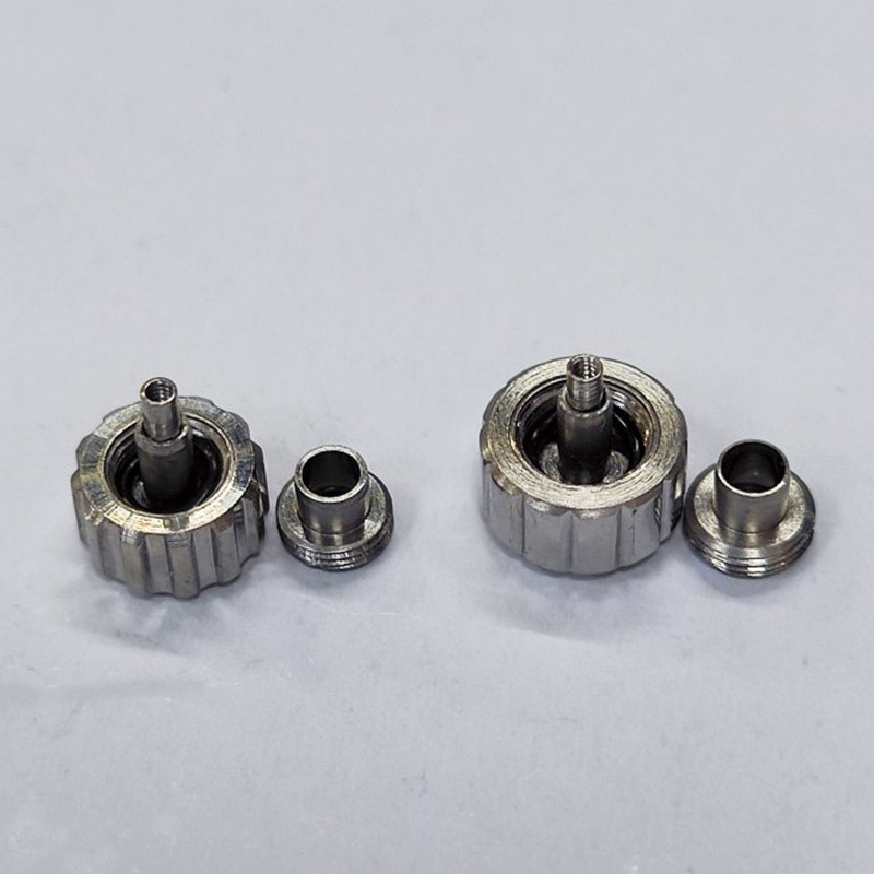 For Omega Seamaster Watch 6.5MM 7.0MM Locking Handle Crowns With Tube Silver