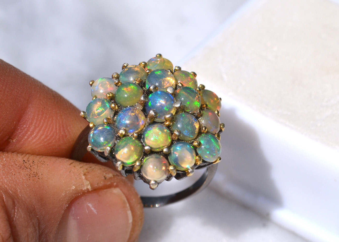 Opal Ring in Sterling Silver — Size 8.5