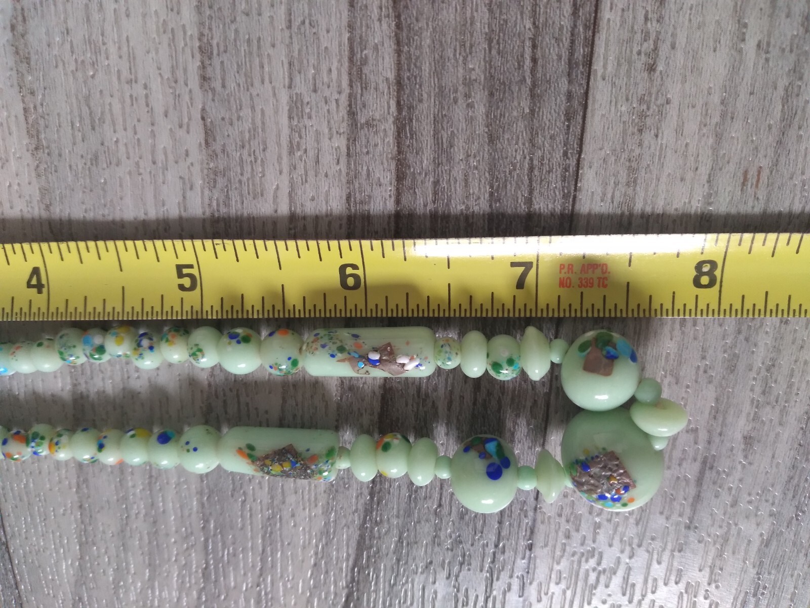Jadeite Beaded Glass Necklace 15in Light Green Antique Art Deco Vintage