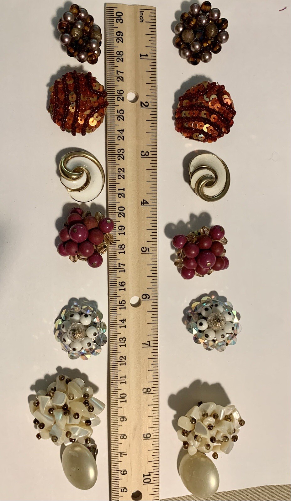 VTG Big Lot Mid Century Clip Earrings Costume Trifari Japan Unsigned MOP *READ
