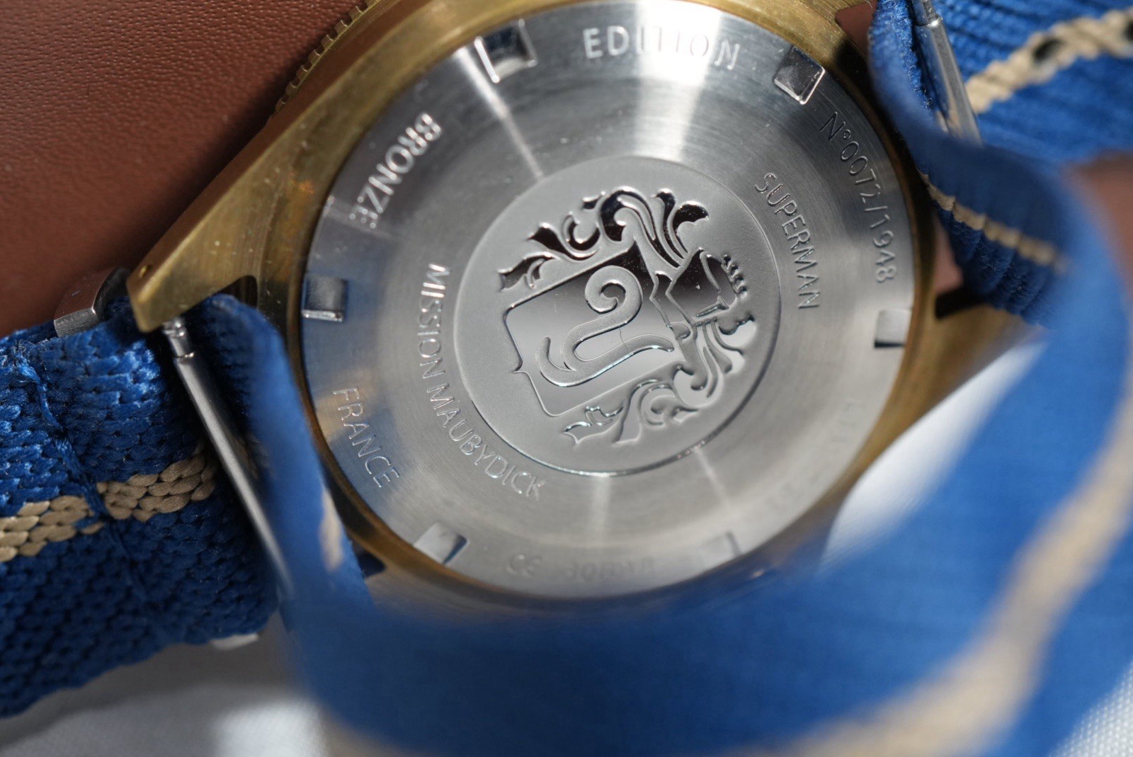 YEMA Superman Bronze Auto 40mm Blue Dial Nylon Strap 300m Limited Box Papers