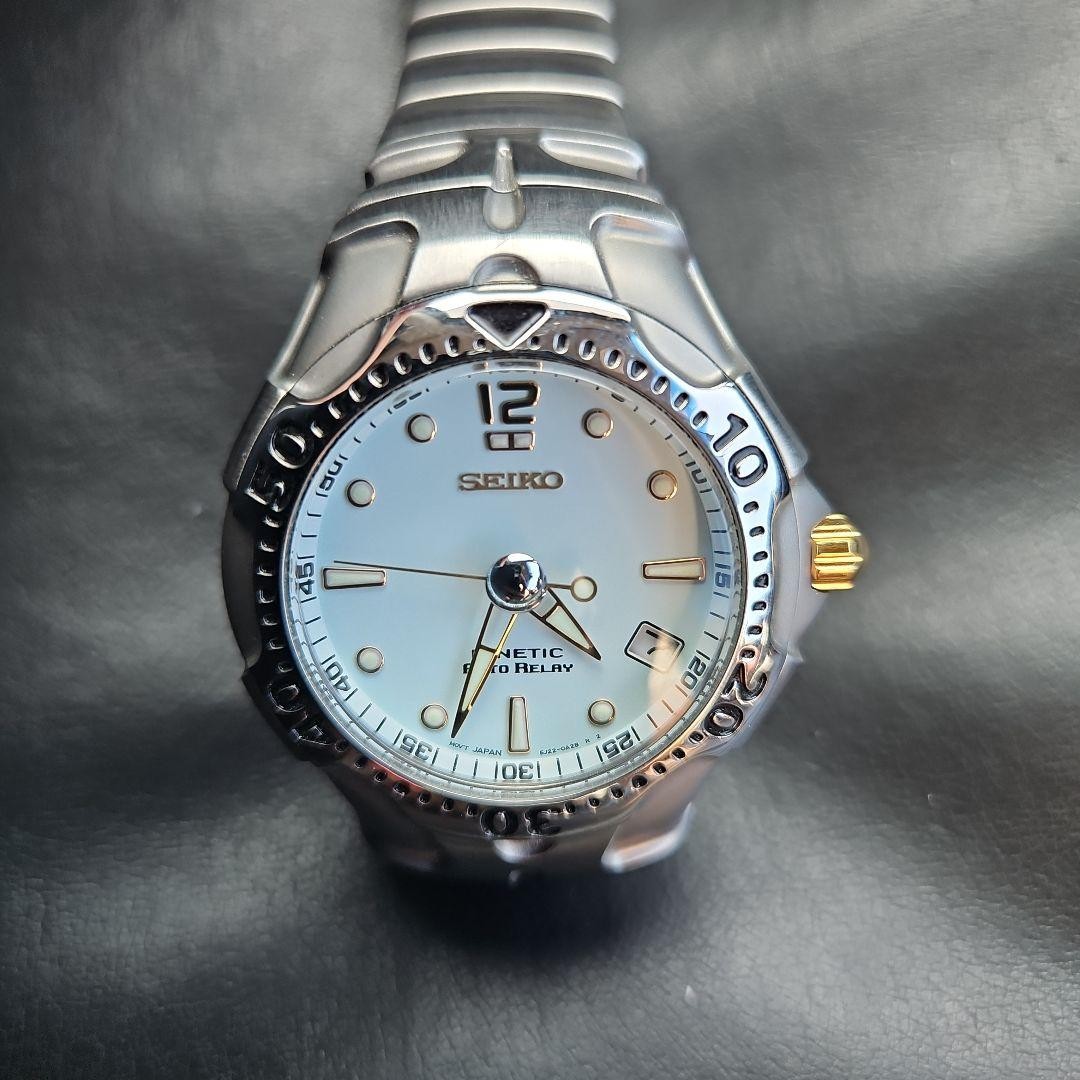 SEIKO Kinetic 5J22-0A50 Light Blue Dial Watch Used
