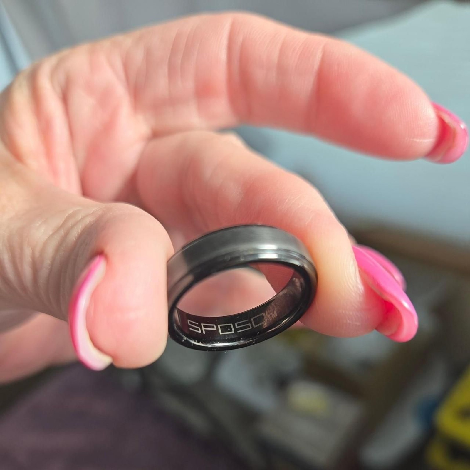 SPOSO Black and Gunmetal Gray Unisex ring