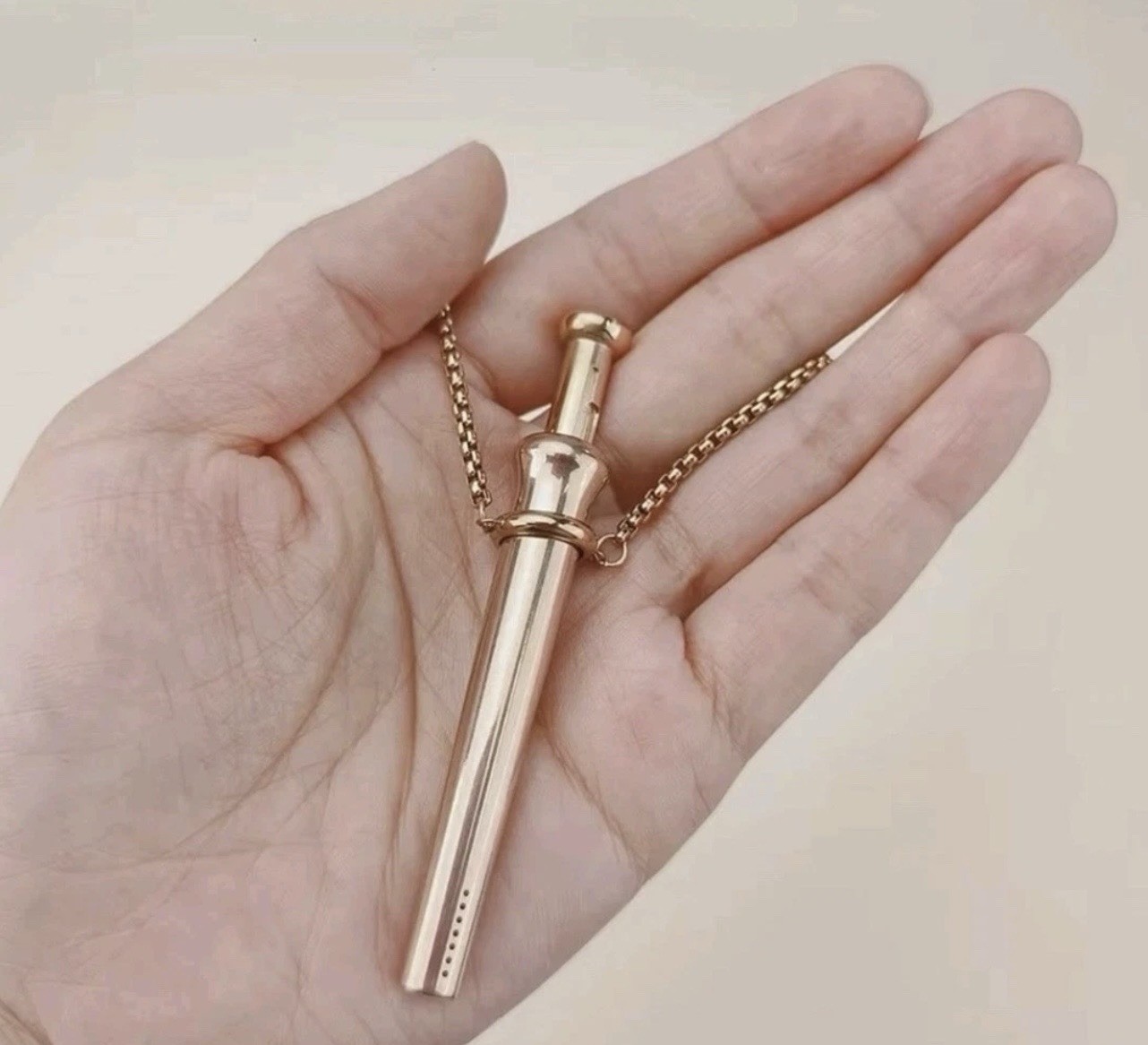 Rose Gold Incognito Compact Bump Straw Pendant & Necklace Snuff Tool Snogo Clone