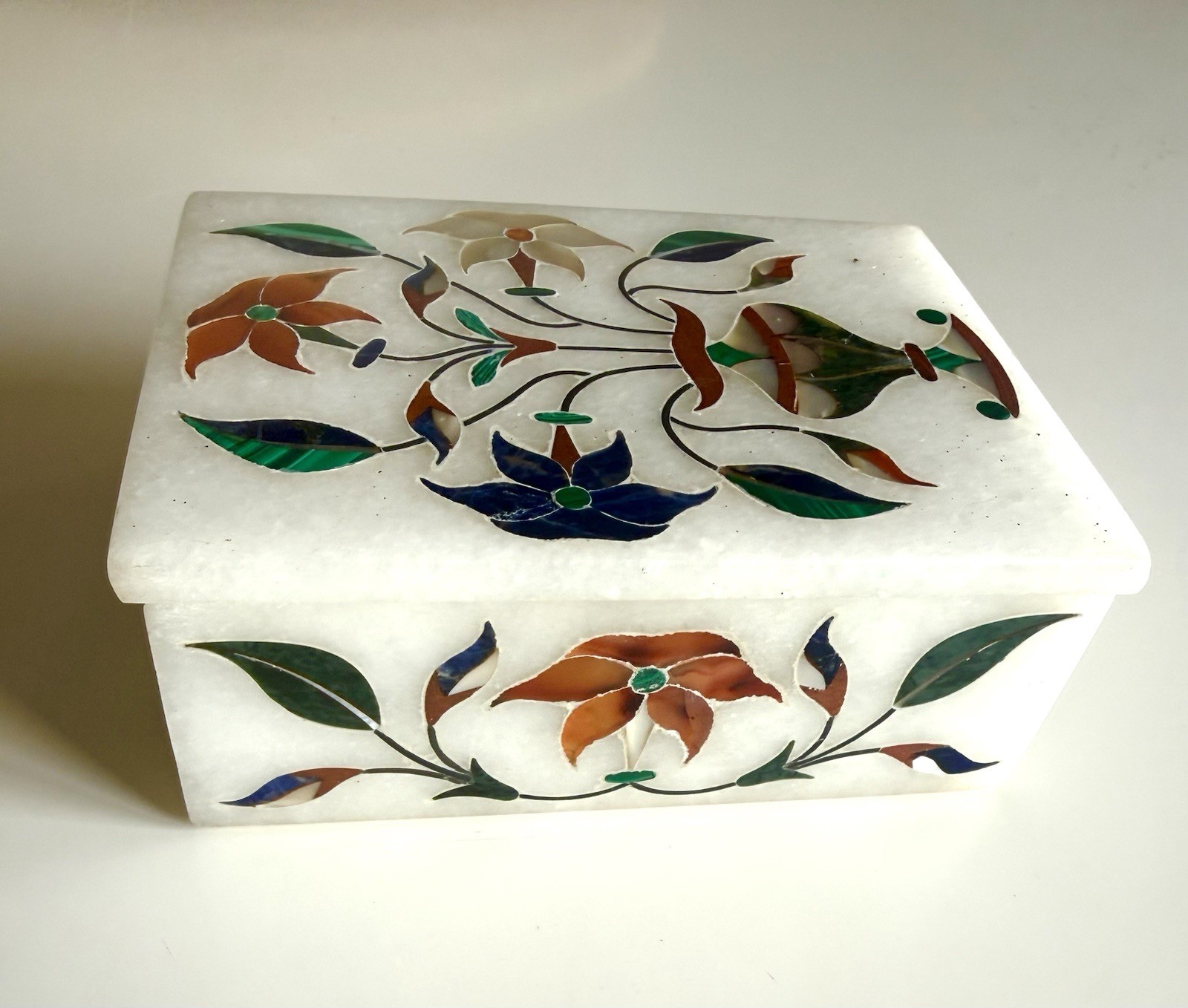 Marble Inlay Art Trinket Jewelry Box Semi-Precious Stone Gifts Mother Of Pearl