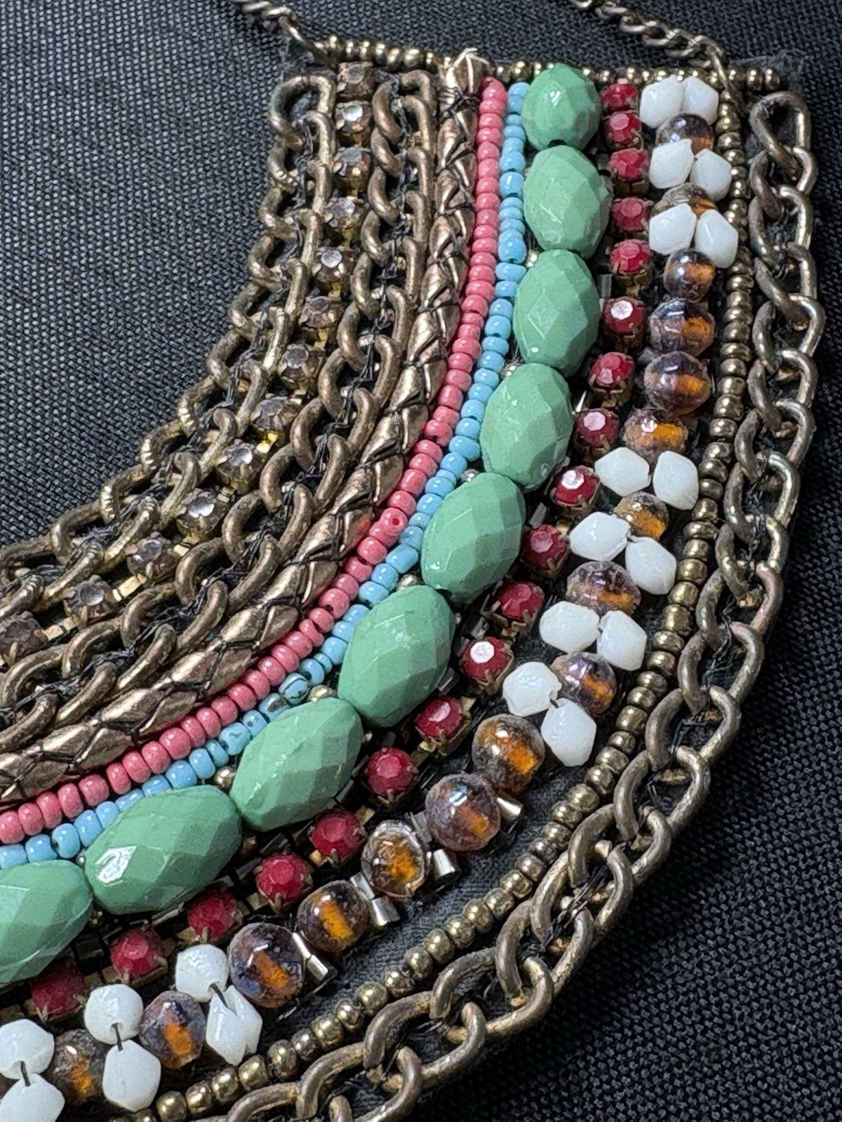 Wonderful Egyptian Cleopatra Collar Necklace Multicolor Beaded Variable Length