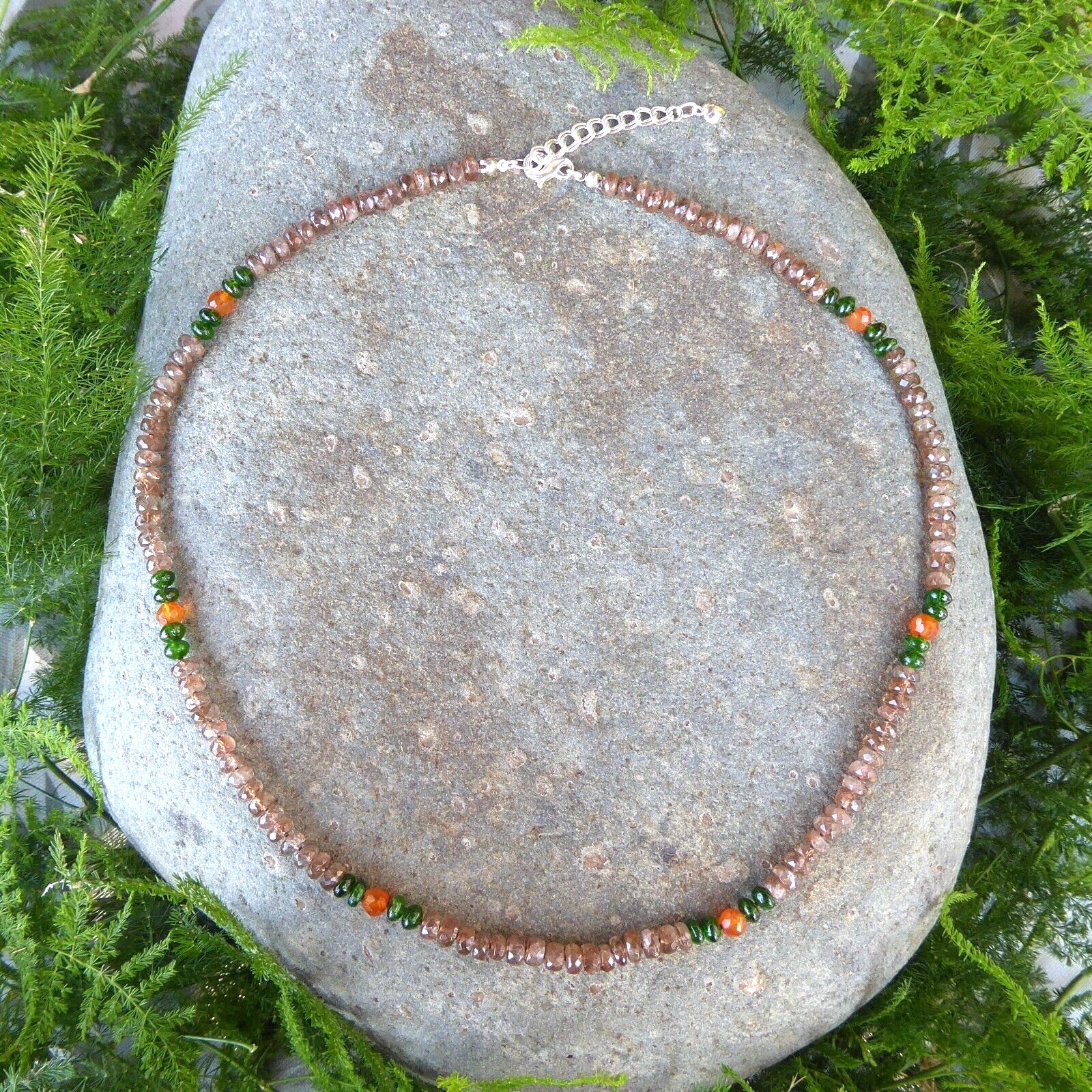 21 1/2″ Handmade Hand Knotted Andalusite Gemstone Necklace, Adjustable Necklace