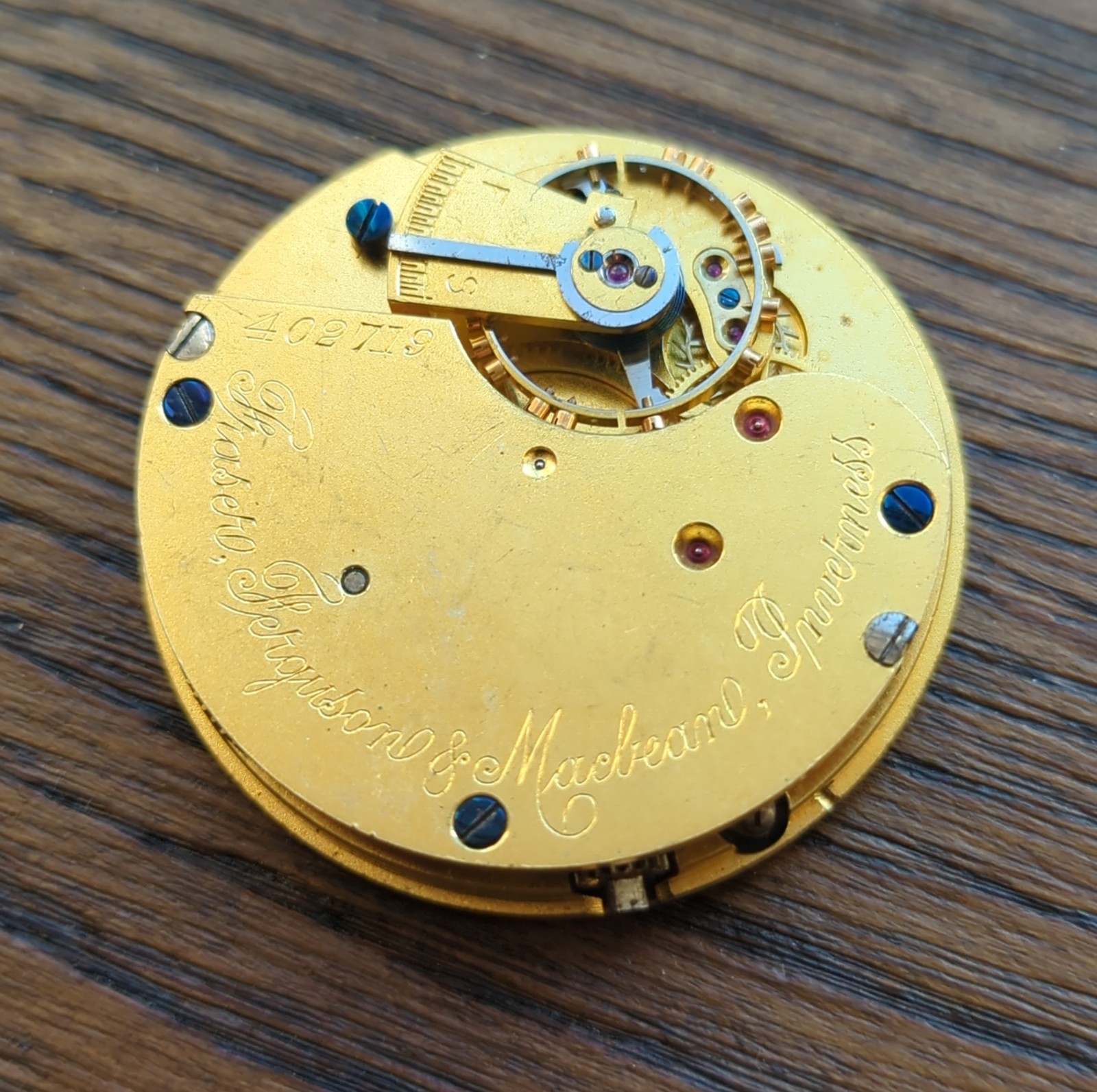 Inverness / English Going Barrel Pocket Watch Movement for Parts (BT68)