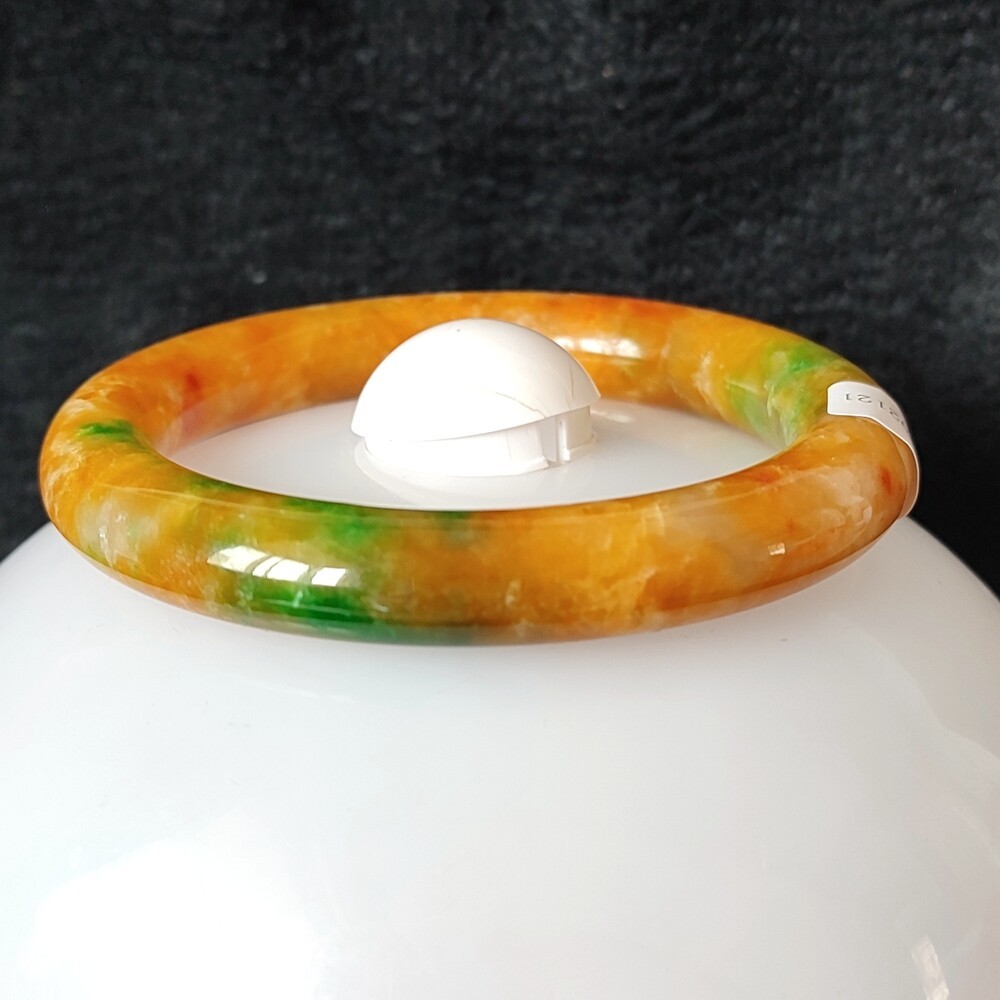 Certified Grade A Yellow Green 57mm Natural Burma Jade jadeite Bangle Bracelet