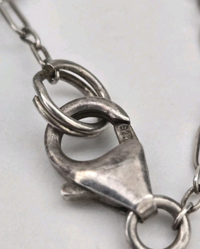 Vintage 925 Starling Silver Blue Crystal 41″ Long Station Necklace