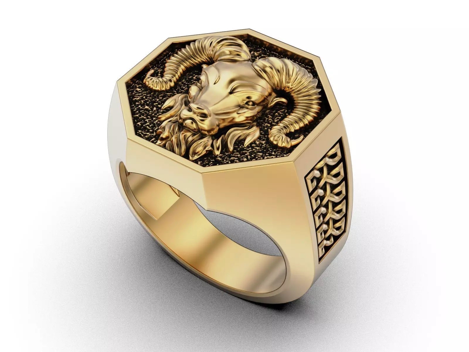 Oxidized Men’s Powerful Ram Head Gothic Punk 925 Sterling Silver Statement Rings