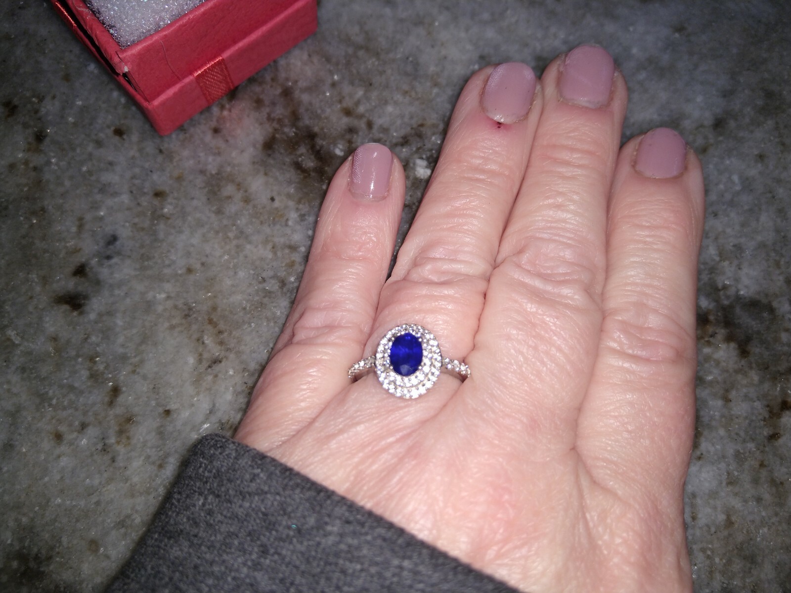 Regal/Elegant 1.60 TCW Diffused BlueSpinel, ZirconDoubleHaloRing/Plat/SS,sz 7,