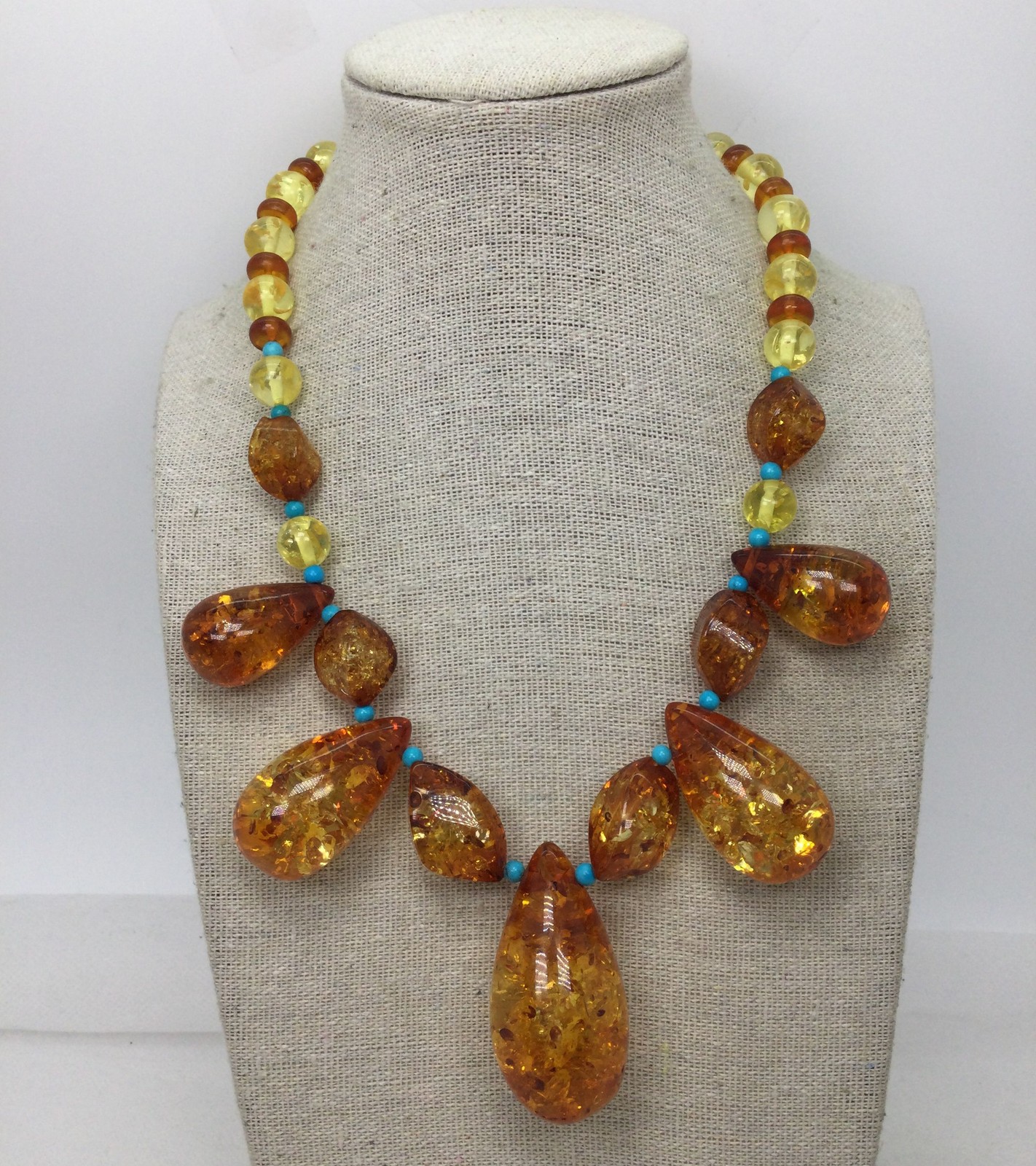 Amber & Turquoise Necklace/Bracelet Set