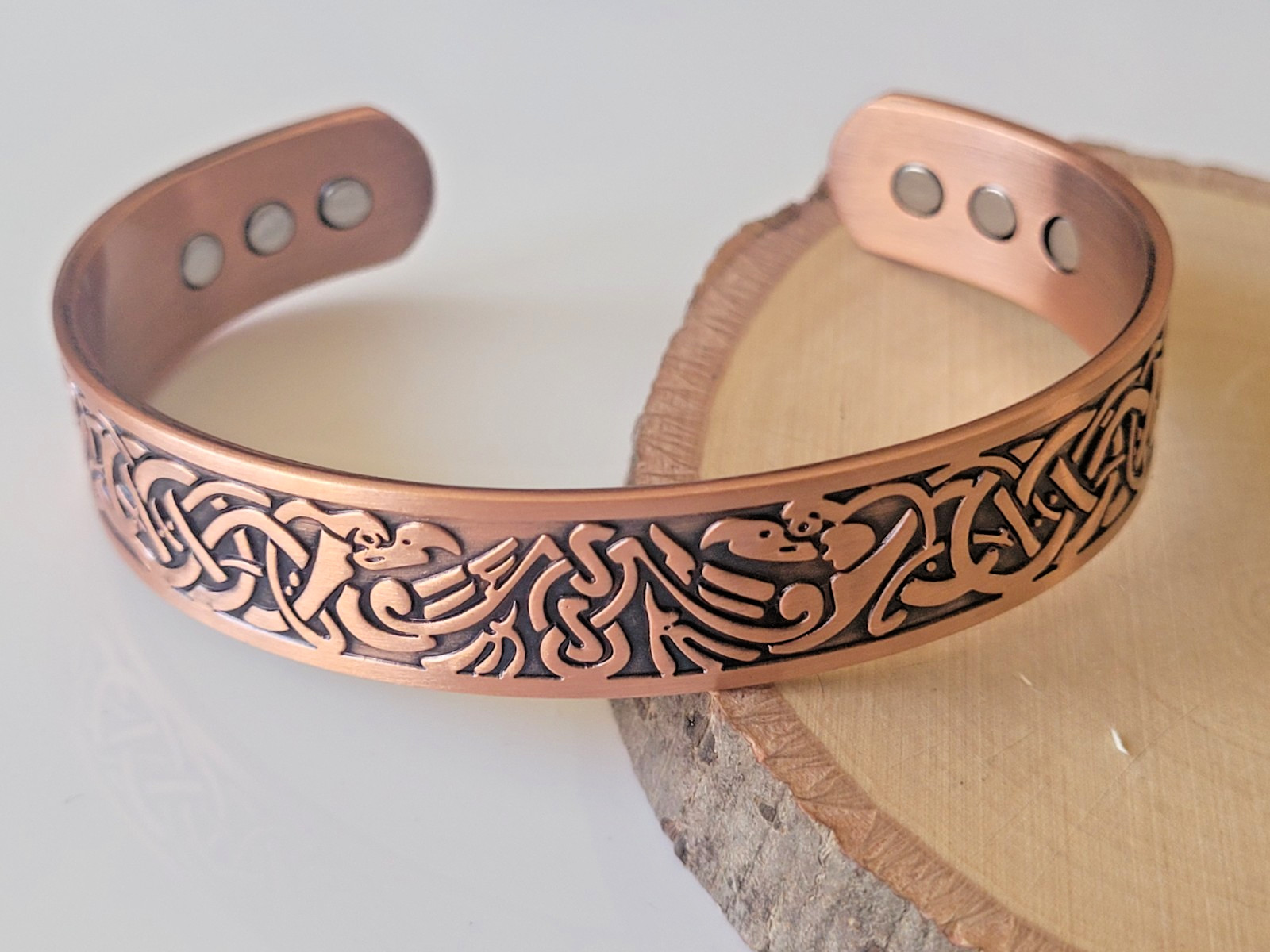 Pure Copper Magnetic Bracelet Arthritis Pain Therapy Healing Cuff Celtic Phoenix