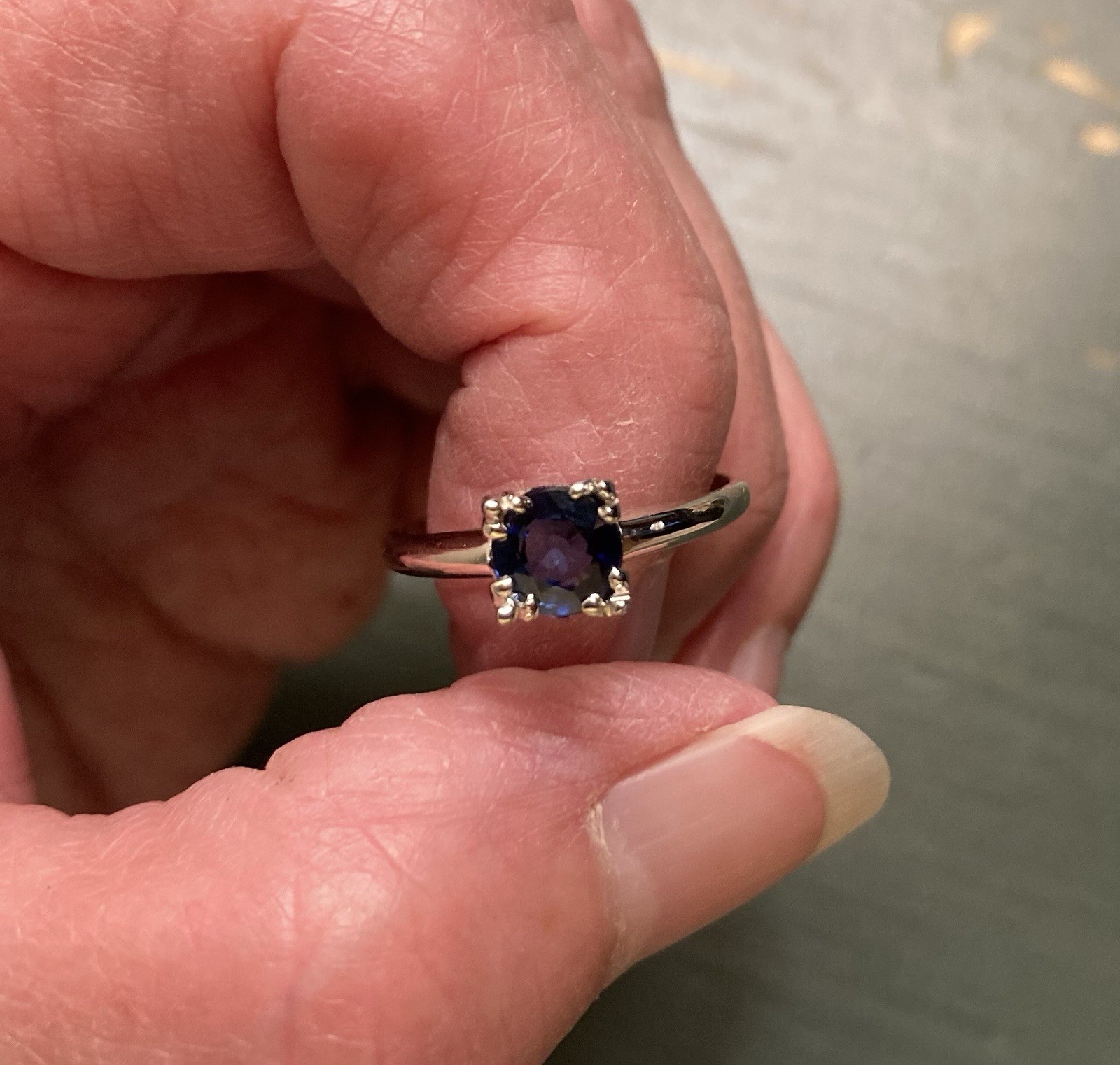 14k White Gold 1.04 Ct Ceylon Blue Sapphire Solitaire Ring Size 6.5
