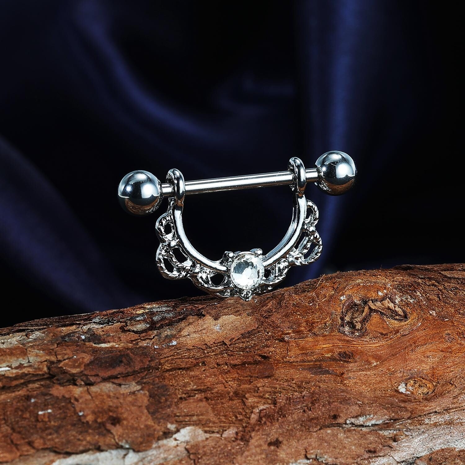 1 Pc 14G Stainless Steel Nipple Rings CZ Crystal Nipple Shield Piercing Jewelry