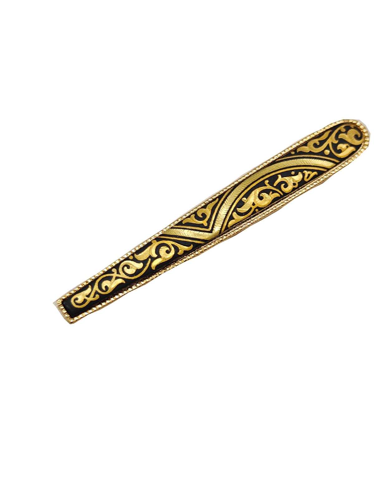 Elegant Damascene Spanish 24K Gold & Steel Men’s Tie Bar Clip Clasp from Spain