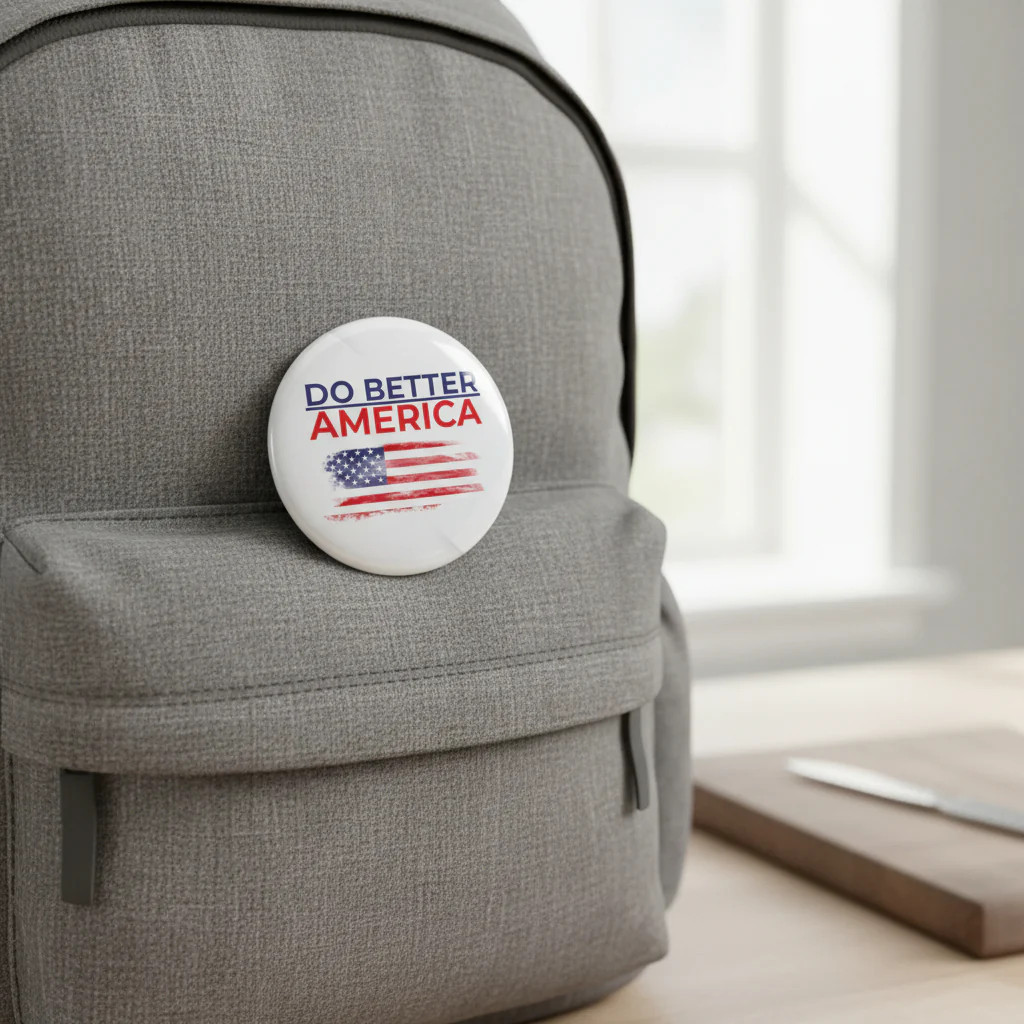 Patriotic USA Pinback Button Do Better America Political Humor Gift