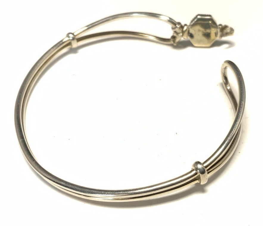 Sterling Silver 925 Abalone Bangle Bracelet 7-inches LX10