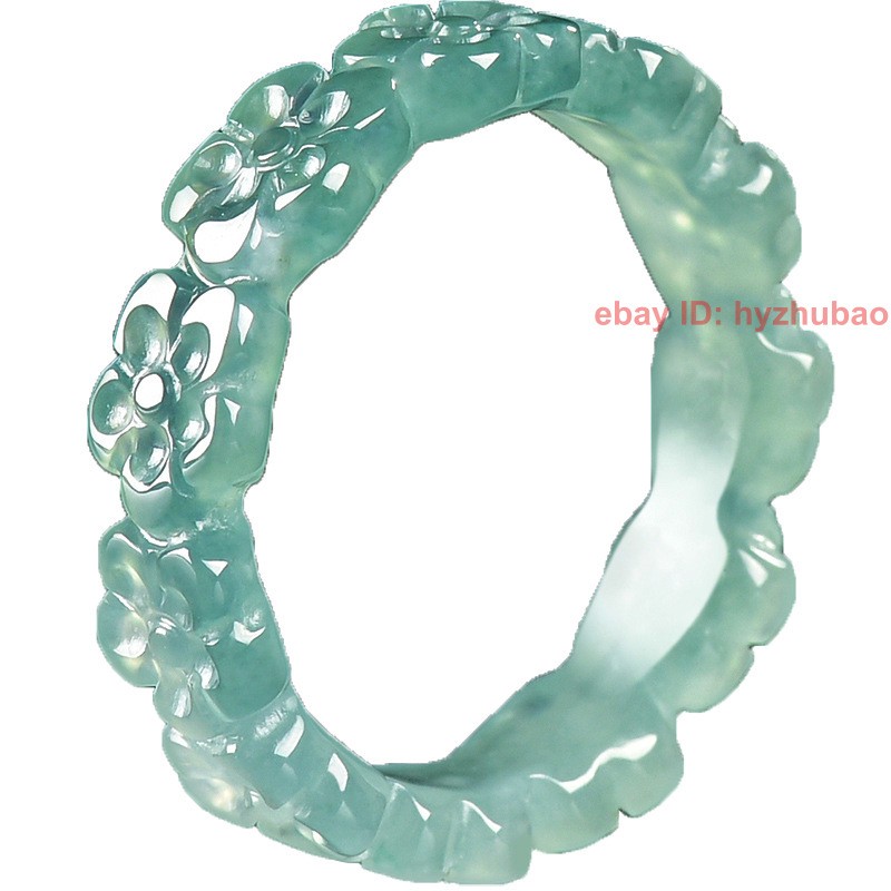 Certified Natural Burma Grade A Jade jadeite Carving Flower Lucky Unisex Ring