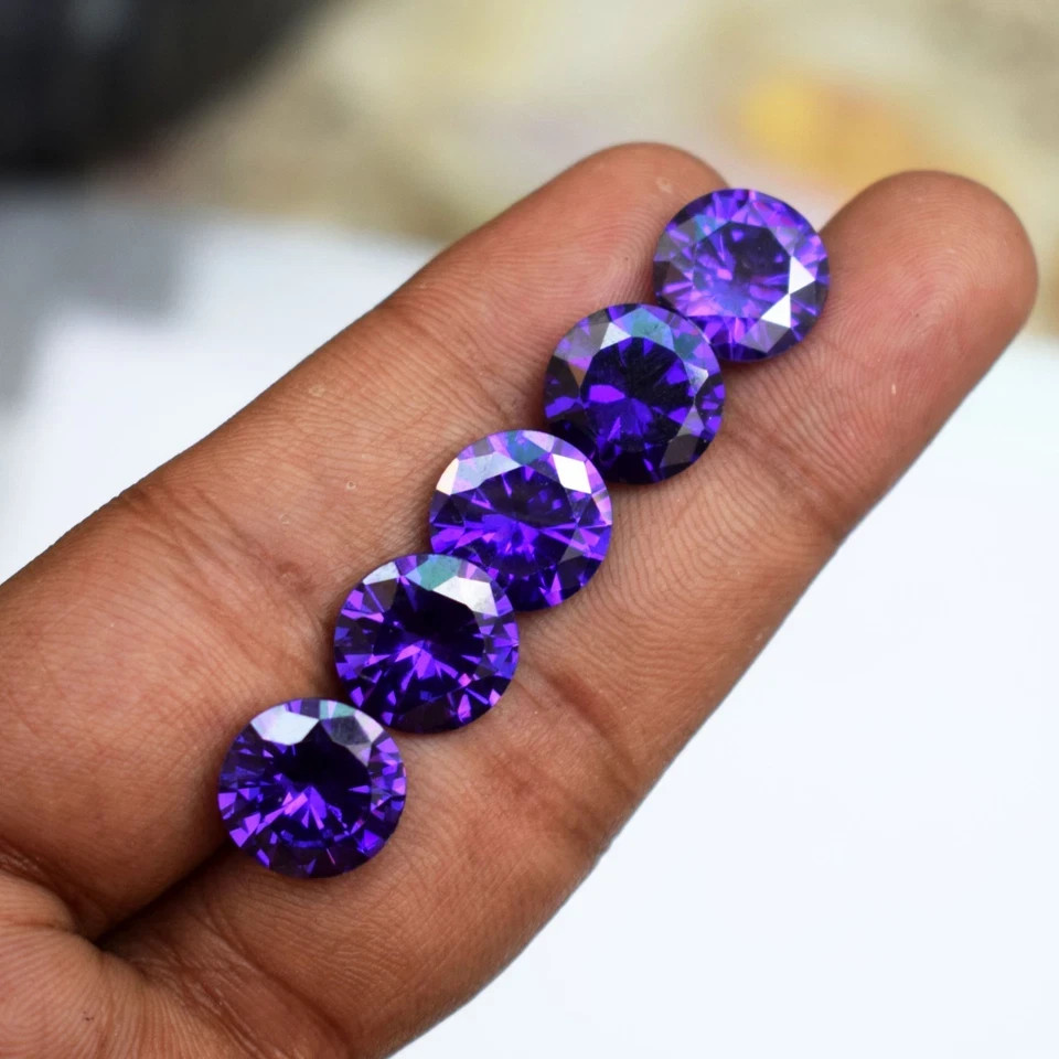 52.00 Carat Flawless Purple Amethyst Round Cut Certified 5 Pcs Gemstone Lot