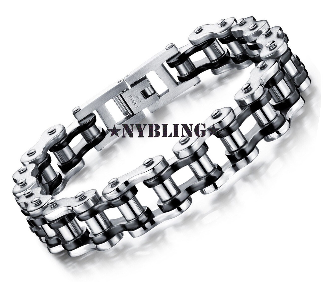 SOLID Stainless Steel Motorcycle Bike Chain Design Bracelet Men’s Jewelry 14MM
