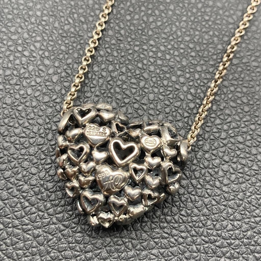 Georg Jensen Silver 925 Heart by Heart Pendant Necklace 38cm Rare Authentic