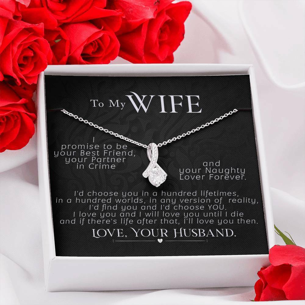 To My Wife Necklace Anniversary Gift CZ Pendant Gift For Her, I Promise To Be!