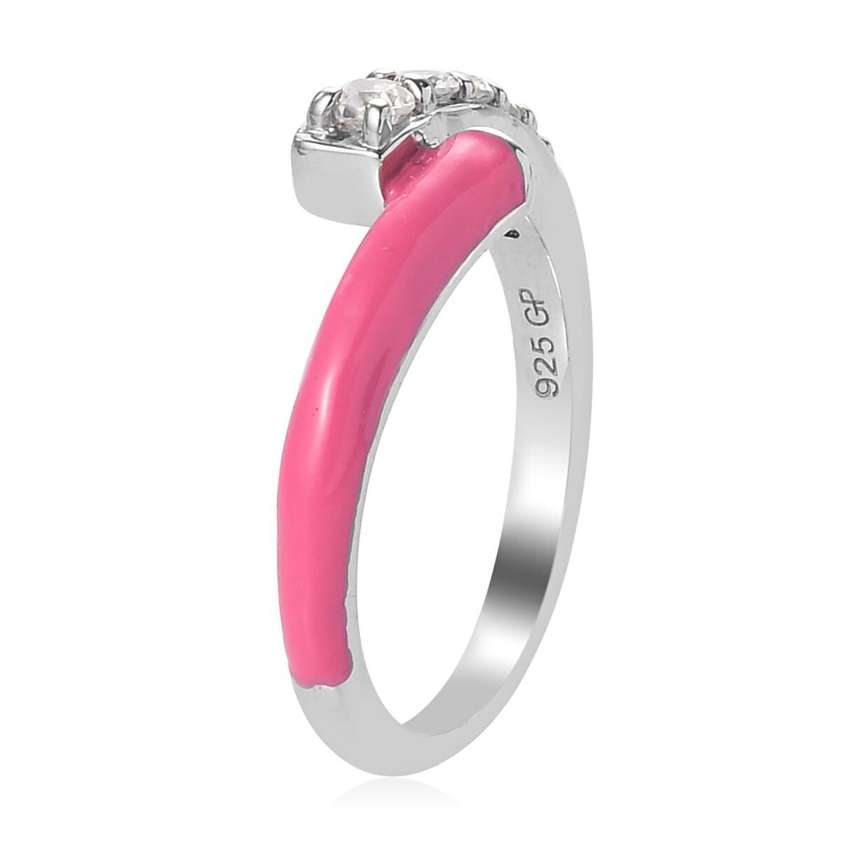 GP Multi Color Passion Collection Natural White Zircon and Enameled Bypass Ring