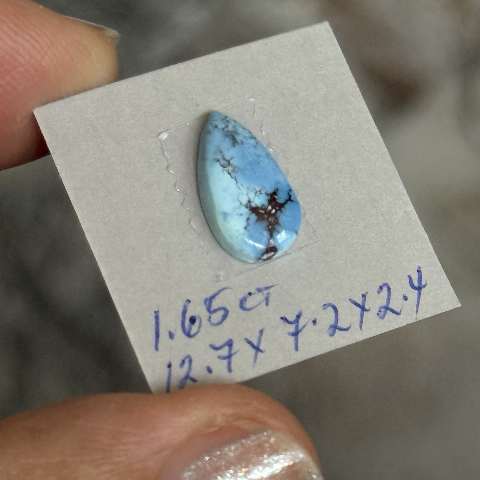 1.65ct 12.7×7.2×2.4mm Beautiful Golden Hill Lavender Turquoise Ring Cabochon Gem