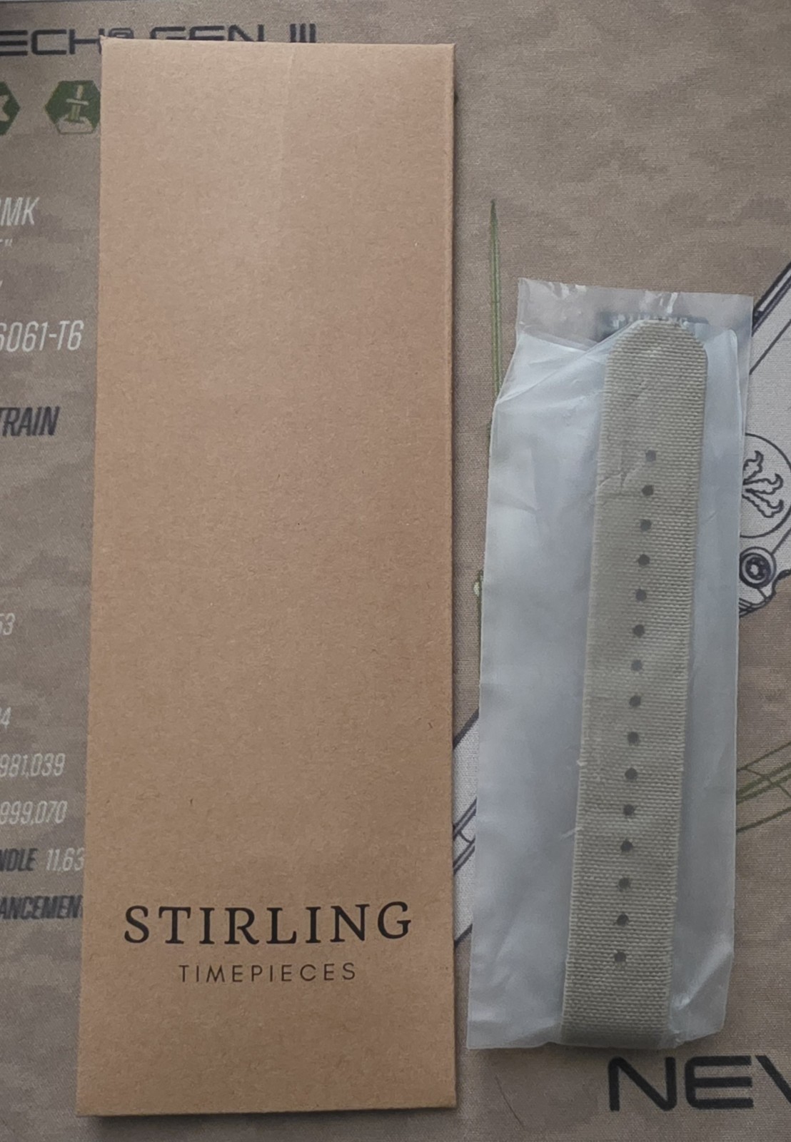 Stirling Timepieces Sand Elasticated Strap w/ PVD Buckle/keeper 20mm like Sangin