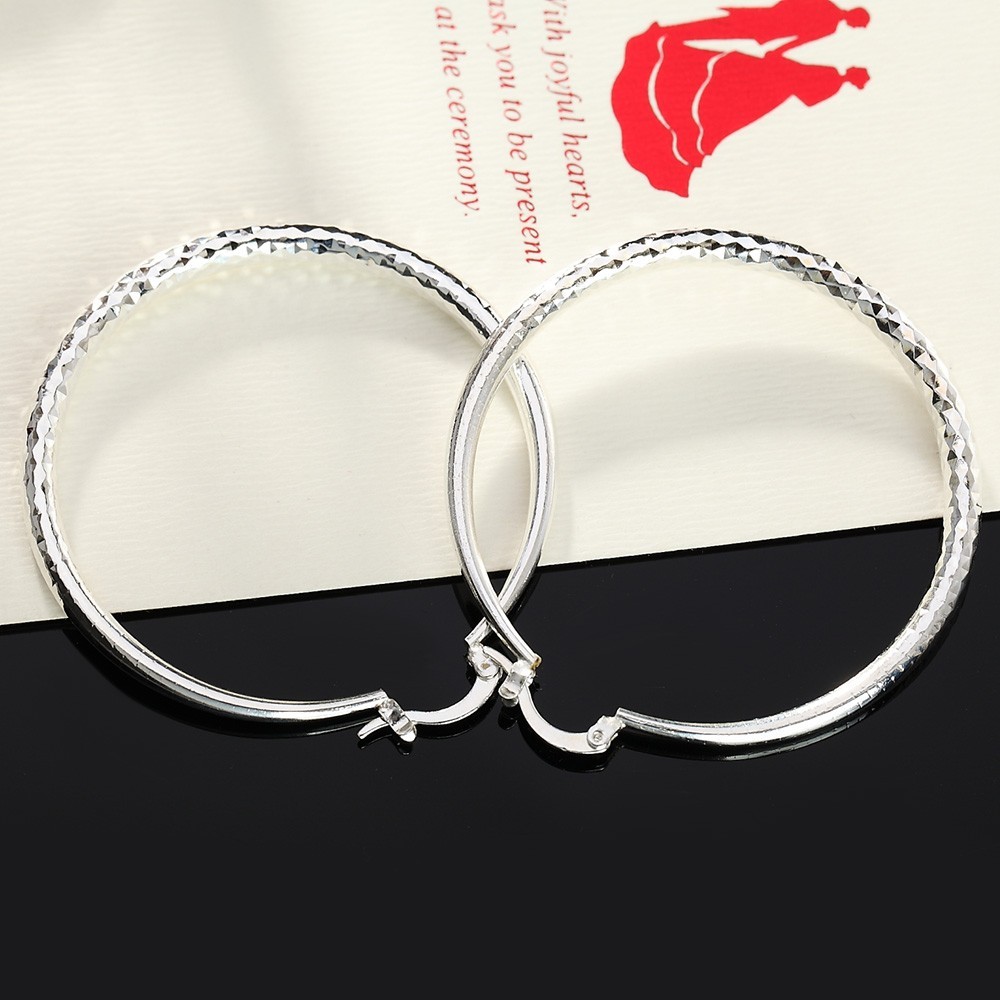 Earrings 925 Sterling Silver, Charms Fine, 3CM circle hoop Earrings for Women