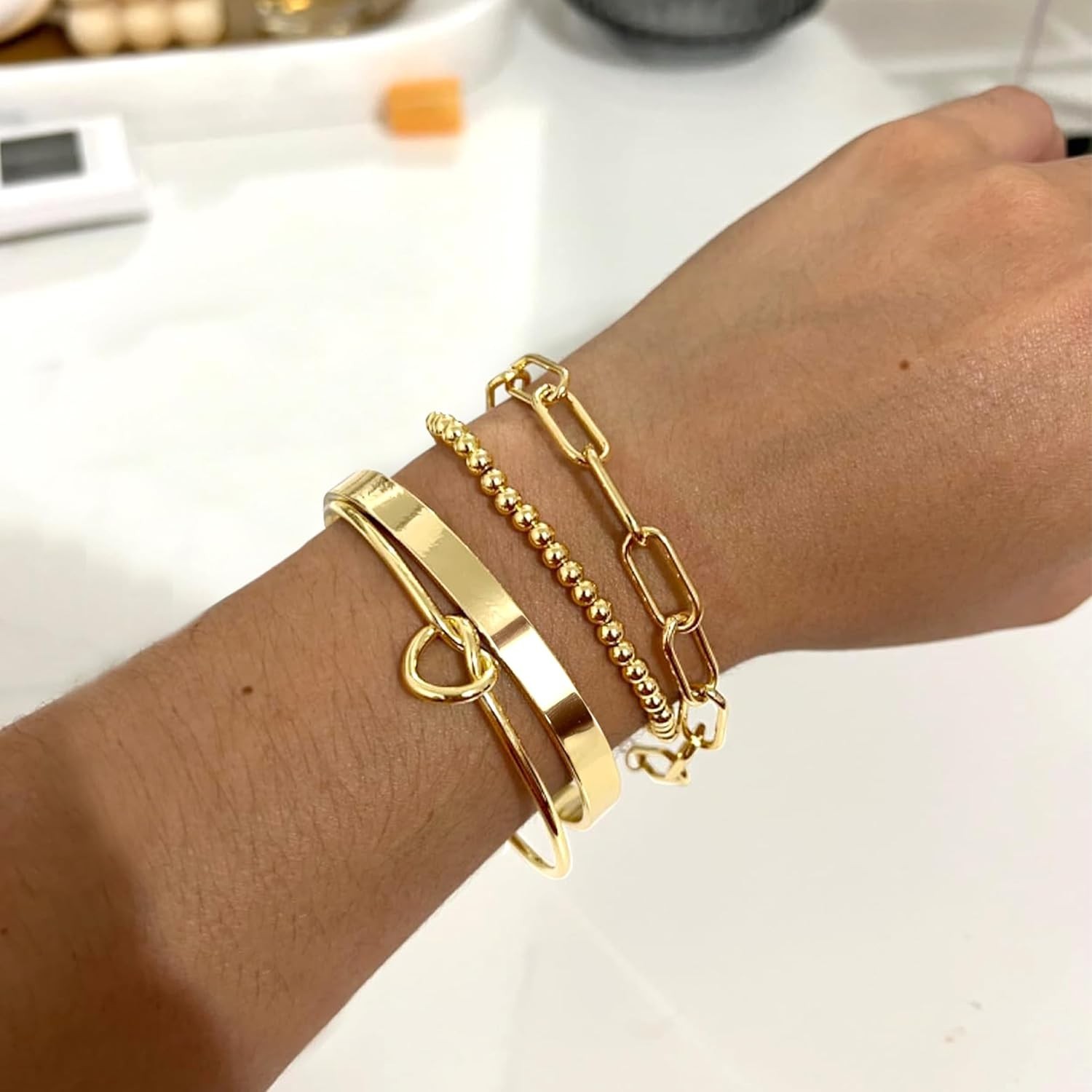 Gold Bangle Cuff Bracelets for Women Trendy Gold Plated Tennis Bracelet Stack…