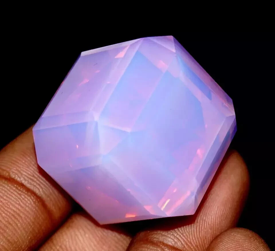 Welo Australian 120.5 Ct Pink Opal Cube Cut Untreated Natural Certified Gemstone