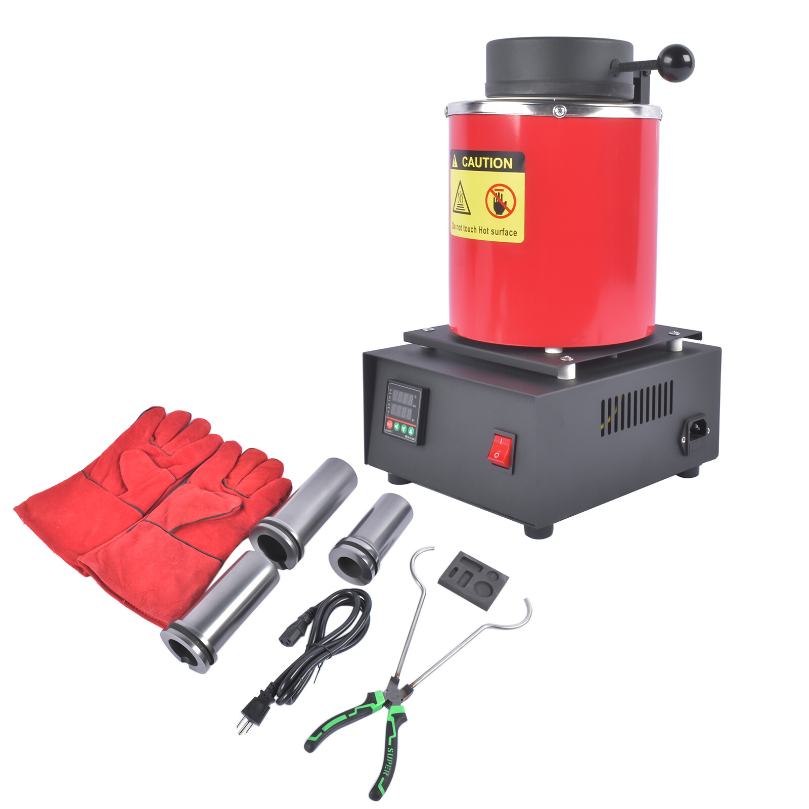 Gold Melting Furnace 1500W 1150°C/2102°F for Smelting Metal 110V 1KG 2KG 3KG Red