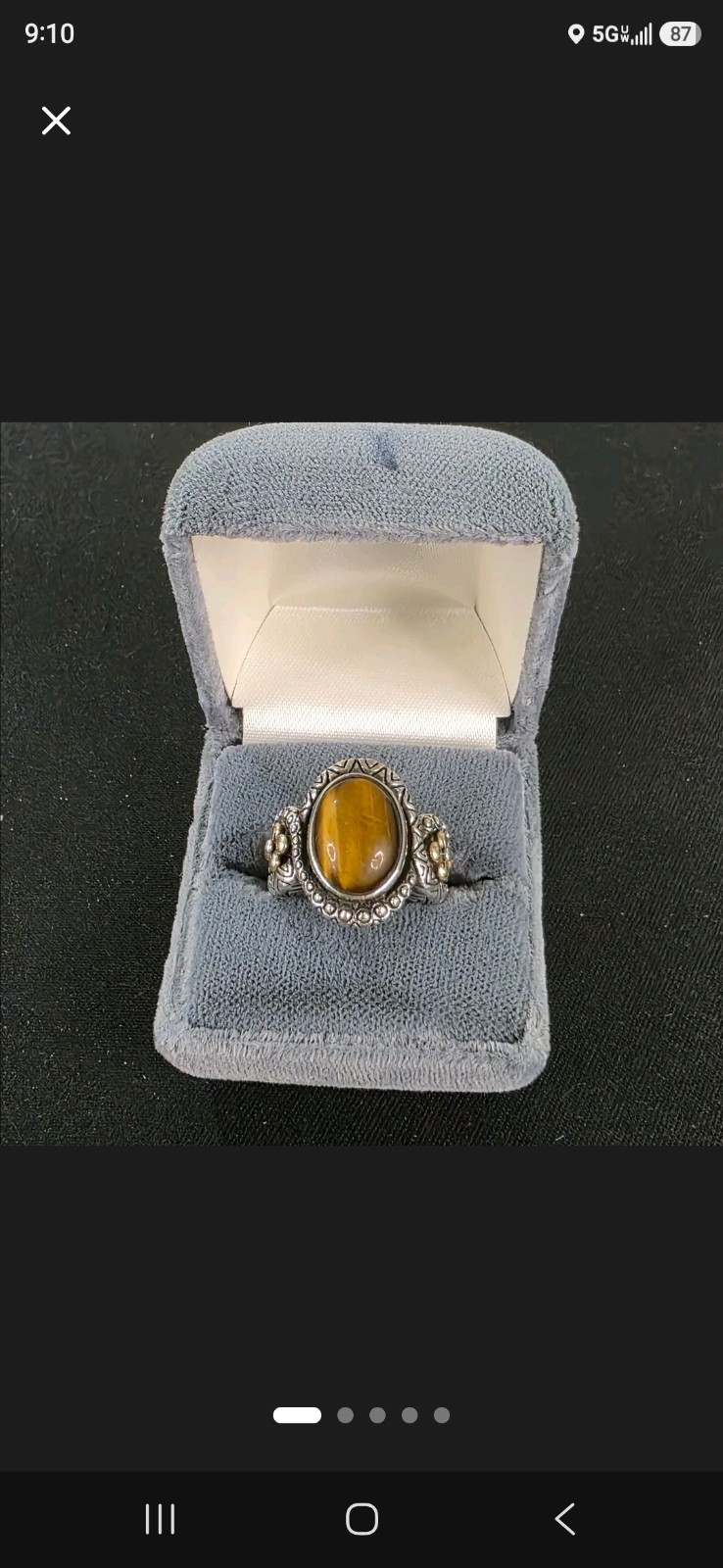 Tiger’s Eye Gemstone Set In Sterling Silver with Intricate FILIGREE..925