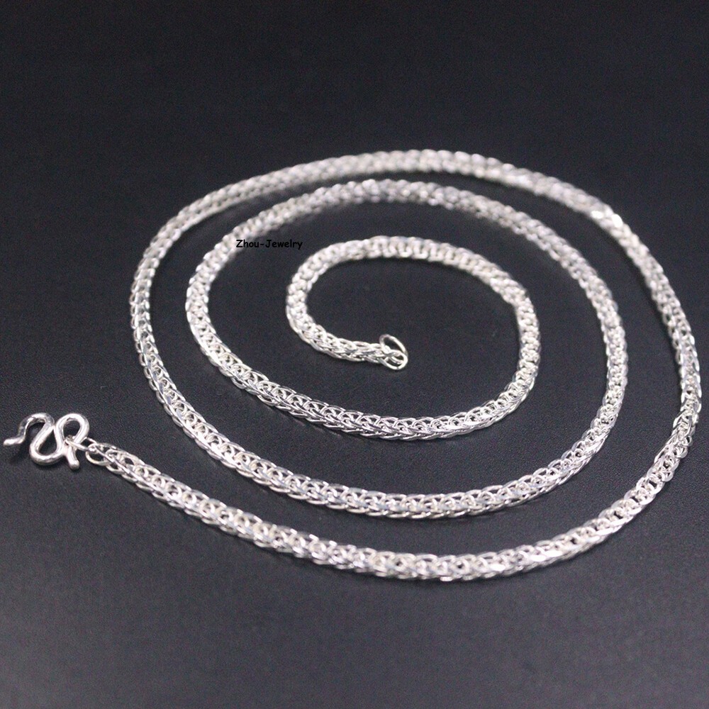 Pure S999 Fine Silver 999 Chain 2mm Lucky Wheat Link Necklace 6.5-7g 19.6inch