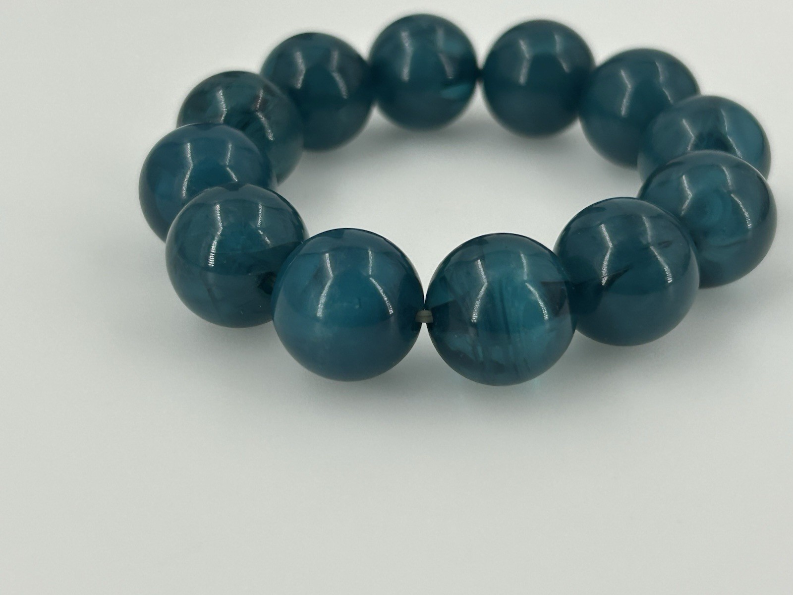 Vintage Dark Blue Green Swirl Acrylic Stretch Bracelet