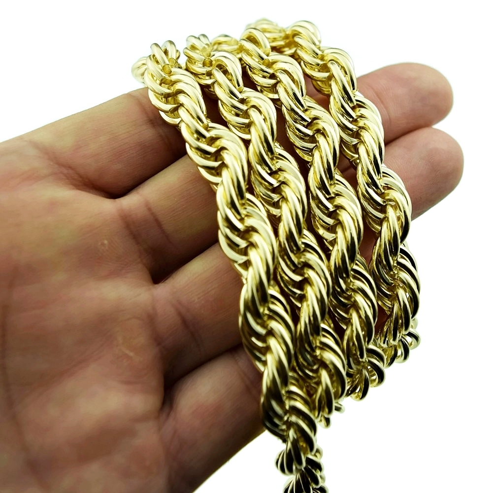 14K Gold Plated Rope Chain 30″ Inch 10 mm Twisted Heavy Dookie Hip Hop Necklace