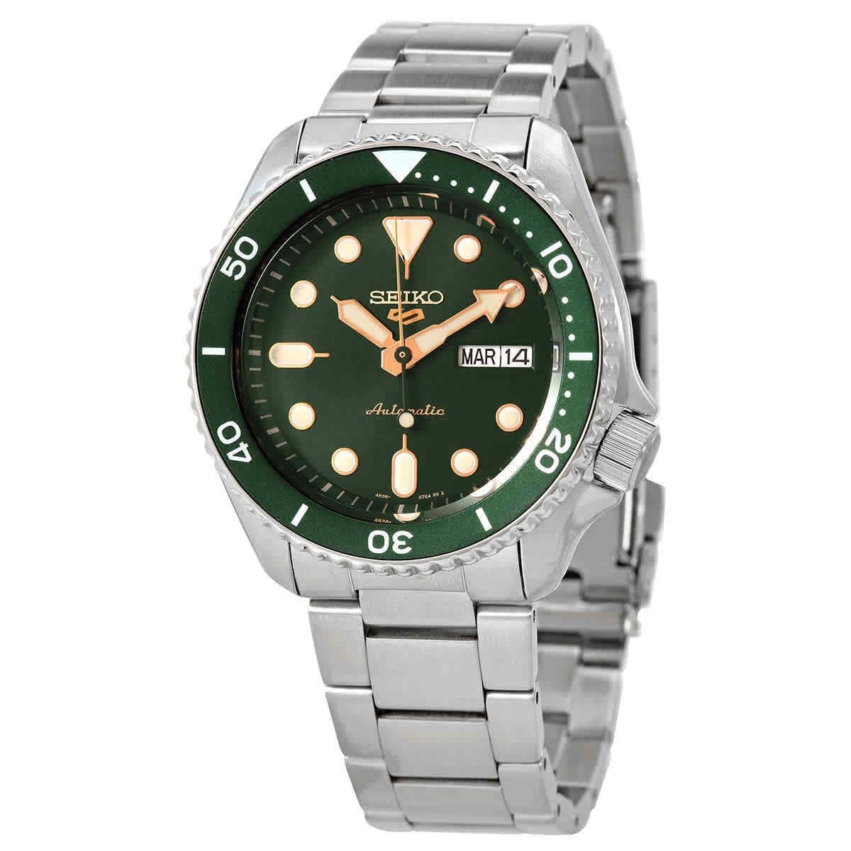 Seiko 5 Sports Style Automatic Stainless Steel Green Dial SRPD63K1 Men’s Watch