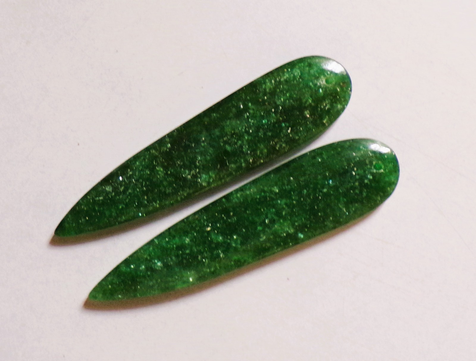 48.30 Cts Natural Green Aventurine Drilled Cabochon Match Pair 53X13MM 44