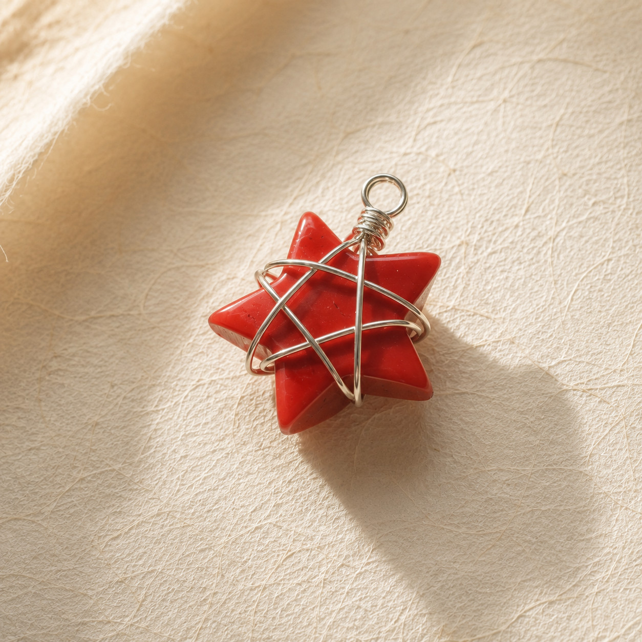 Natural Red Jasper Star Pendant | Silver Wire DIY | Strength & Grounding | Boho